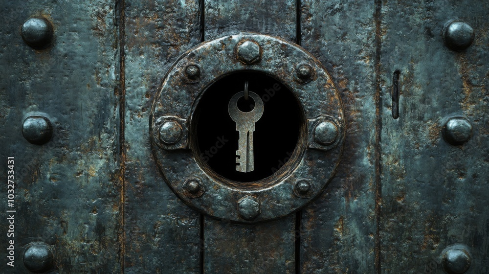 Ancient Keyhole in Rustic Door Ancient Keyhole in Rustic Door