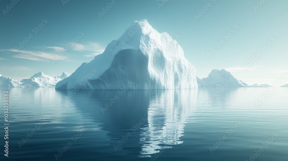 A large ice block is floating in the ocean A large ice block is floating in the ocean