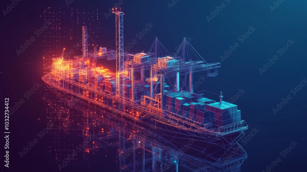 Obraz premium Futuristic Digital Cargo Ship