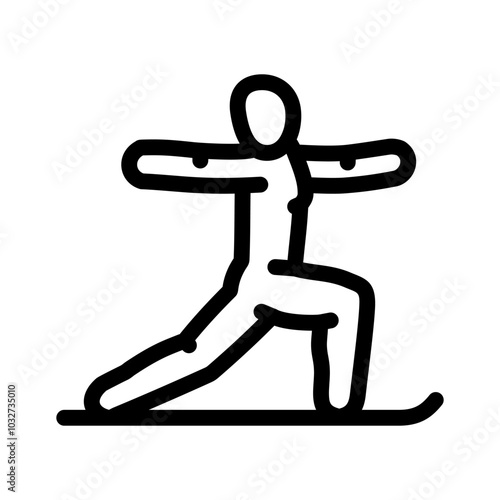 warrior ii virabhadrasana ii yoga line icon vector. warrior ii virabhadrasana ii yoga sign. isolated contour symbol black illustration