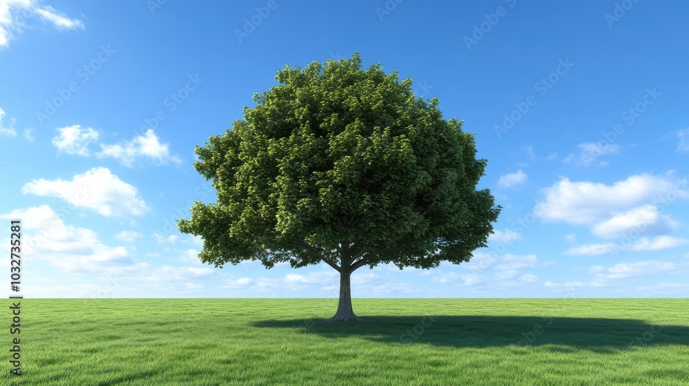 Fototapeta premium Lush Green Tree Under Bright Blue Sky