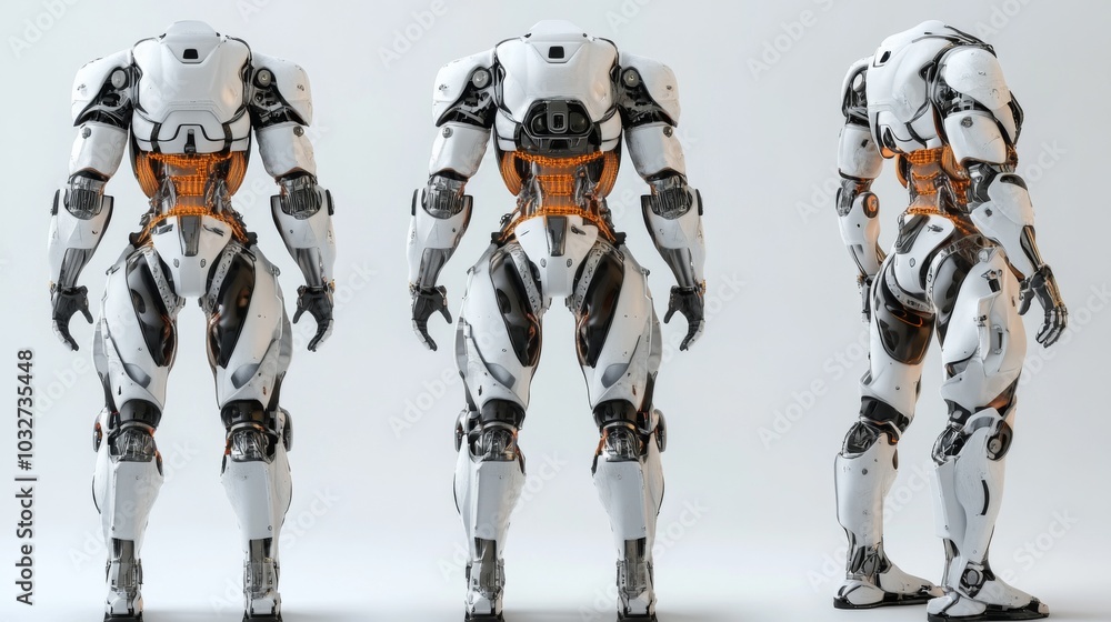 Futuristic Robots in Symmetrical View Futuristic Robots in Symmetrical View