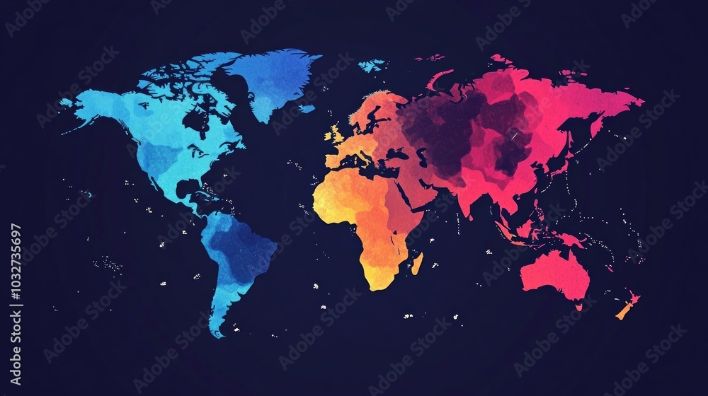 Fototapeta premium World map isolated modern colorful style. for website layouts, background, education, precise, customizable, Travel worldwide, map silhouette backdrop, earth geography, political, reports