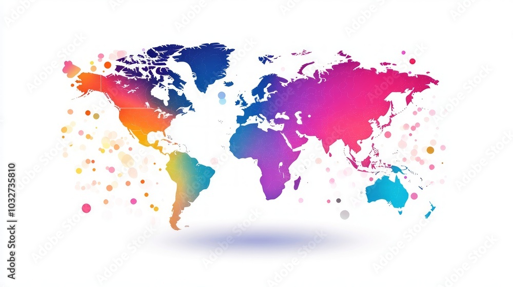 Fototapeta premium World map isolated modern colorful style. for website layouts, background, education, precise, customizable, Travel worldwide, map silhouette backdrop, earth geography, political, reports
