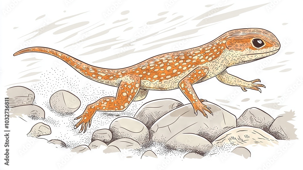 Fototapeta premium A lizard perched atop a stack of boulders beside a mound on the earth