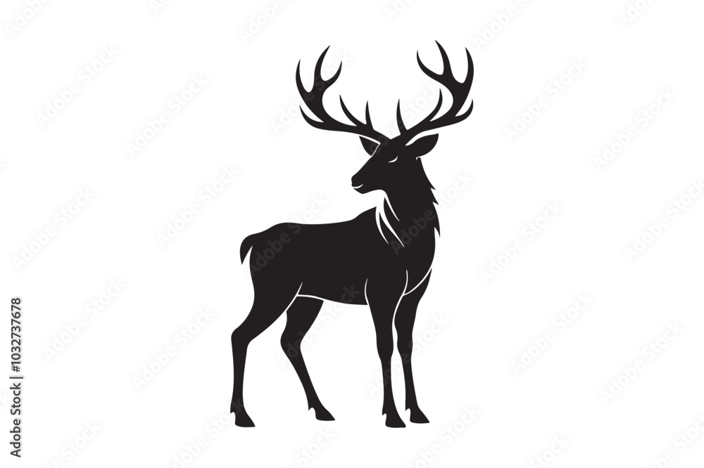 Obraz premium Elk Silhouette Vector Design – Wildlife Graphic for Merchandise, Print Files, and Creative Branding