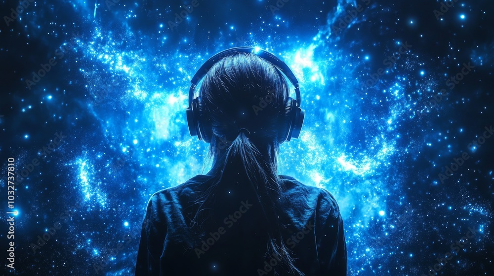 Headphones in Space Sky Headphones in Space Sky