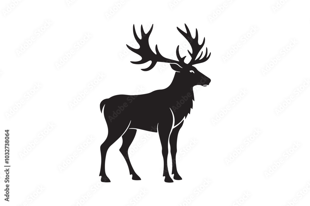Elk Silhouette Vector Design – Wildlife Graphic for Merchandise, Print Files, and Creative Branding Elk Silhouette Vector Design – Wildlife Graphic for Merchandise, Print Files, and Creative Branding