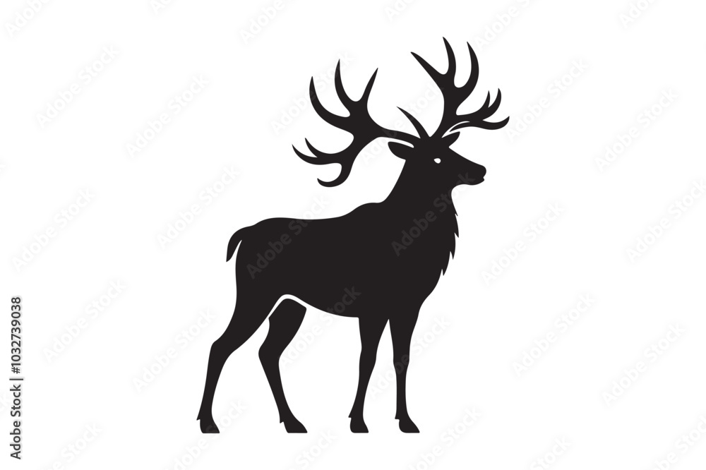 Obraz premium Elk Silhouette Vector Design – Wildlife Graphic for Merchandise, Print Files, and Creative Branding