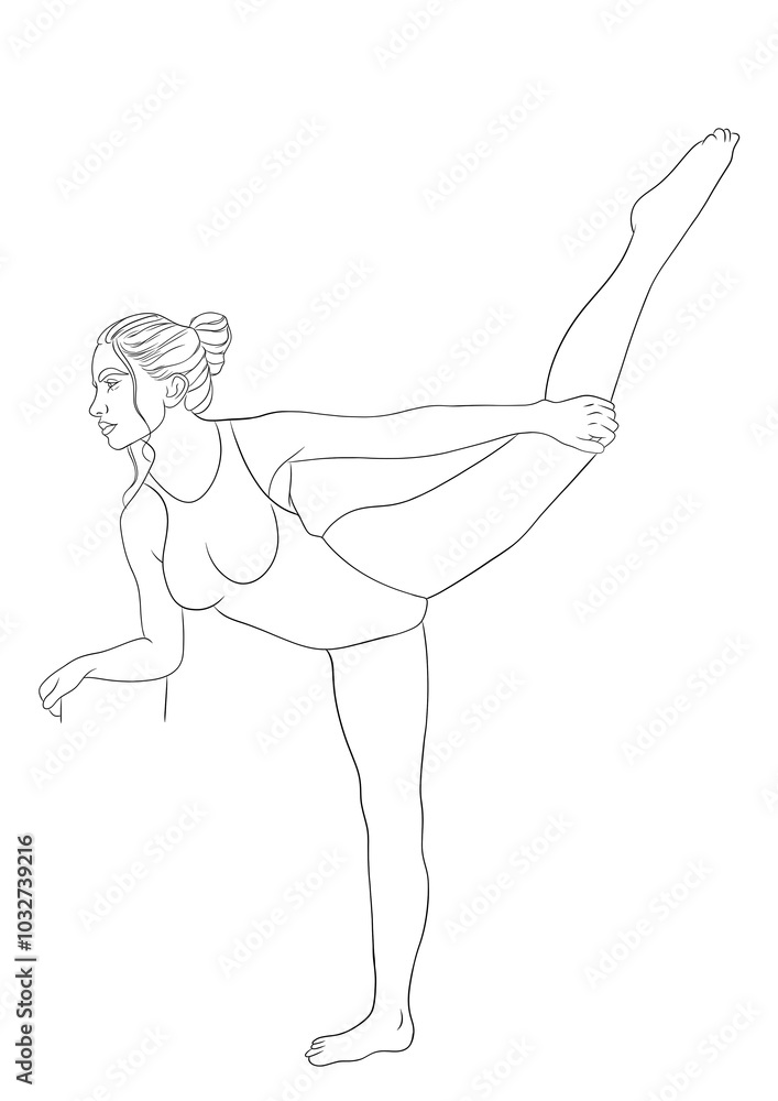 illustration d'une jeune fille qui s'étire, dessin ligne illustration d'une jeune fille qui s'étire, dessin ligne