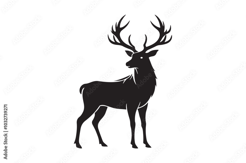 Obraz premium Elk Silhouette Vector Design – Wildlife Graphic for Merchandise, Print Files, and Creative Branding