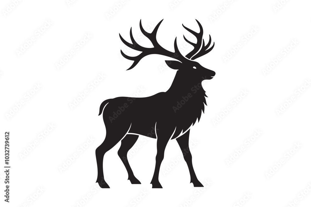 Fototapeta premium Elk Silhouette Vector Design – Wildlife Graphic for Merchandise, Print Files, and Creative Branding