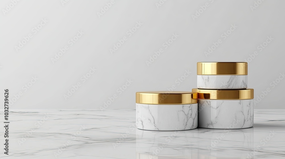 Elegant Marble Containers with Gold Lids