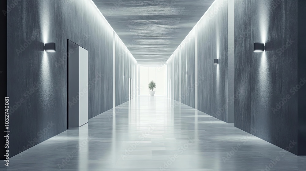 Modern Minimalist Hallway with Natural Light Modern Minimalist Hallway with Natural Light