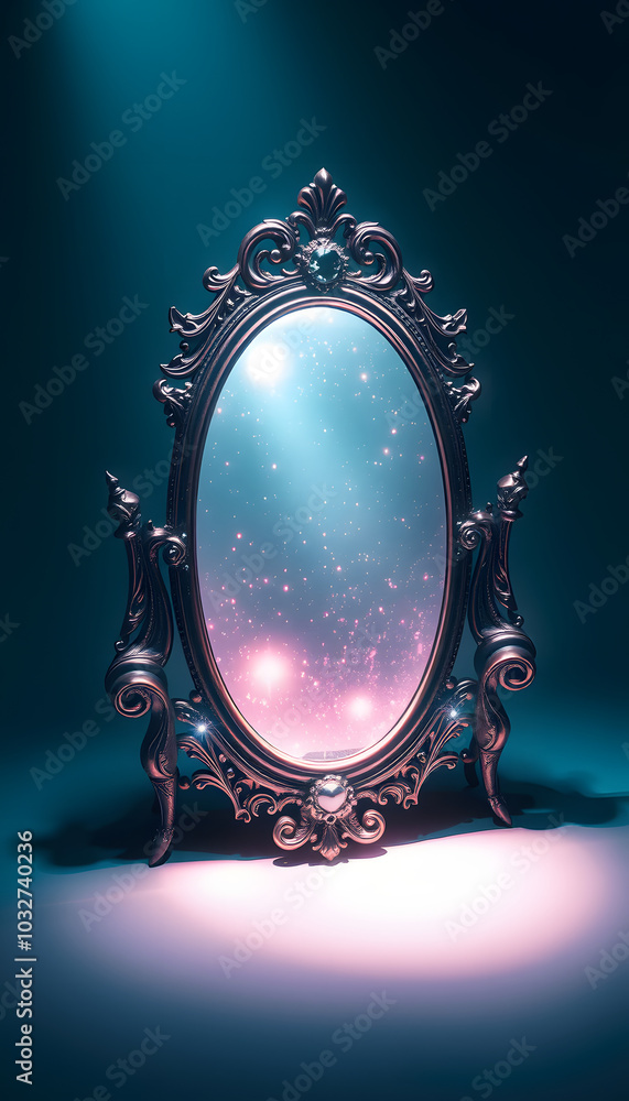 Fototapeta premium magic mirror fantasy isolated with white highlights, png