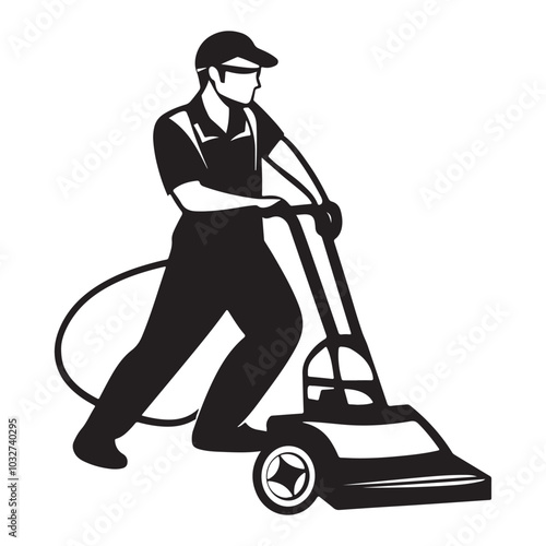 Cleaning service silhouette, House cleaning person silhouette vector illustration isolated on a white background, Floor Cleaning Logo