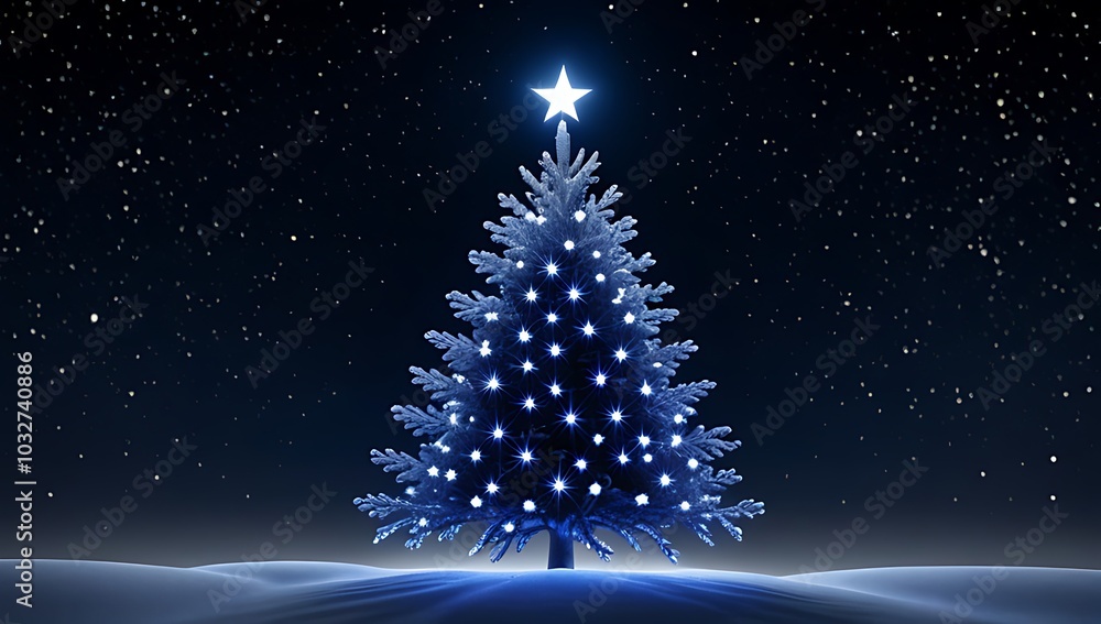christmas tree forms starry night sky dark blue hues christmas tree forms starry night sky dark blue hues