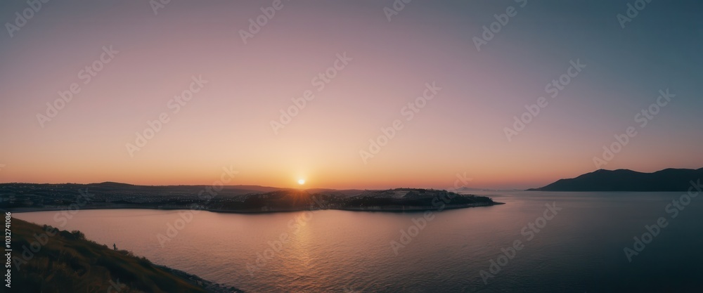 The Tranquil and Beautiful Sunset Over Serene Ocean Waves Creates a Magical Atmosphere The Tranquil and Beautiful Sunset Over Serene Ocean Waves Creates a Magical Atmosphere