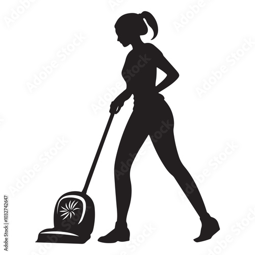 Cleaning service silhouette, House cleaning person silhouette vector illustration isolated on a white background, Floor Cleaning Logo