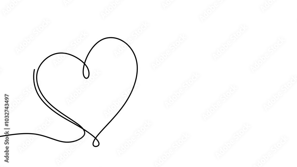 Continuous drawing line art of love symbol with black line and white background. One line Continuous drawing line art of love symbol with black line and white background. One line