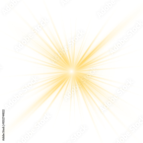 Yellow light star, sun rays, yellow sparks sparkle