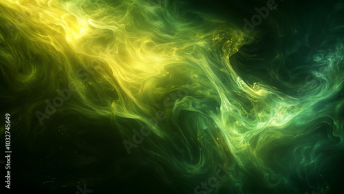 Wallpaper Mural An Abstract Encounter of Swirling Green-Yellow Fog and Dark Background Torontodigital.ca