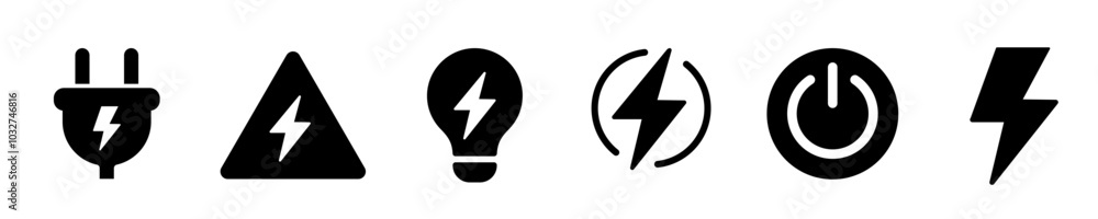 Electricity icon set. Power icon set. Electricity icon set. Power icon set.
