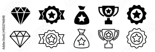 Reward icon set. Trophy icon