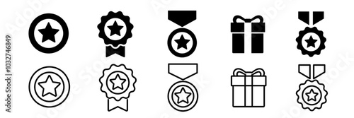 Reward icon set. Trophy icon
