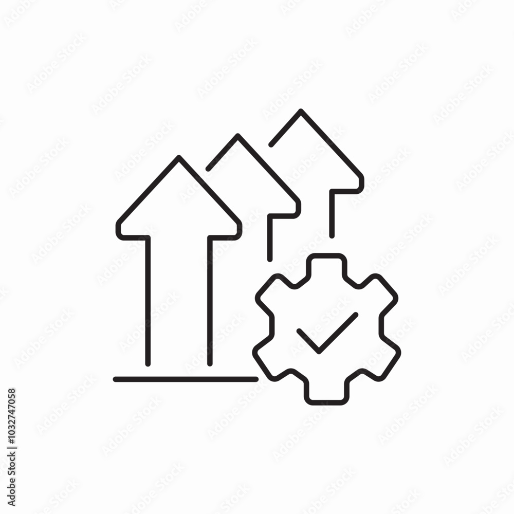 statistic arrow setting+mark icon sign vector statistic arrow setting+mark icon sign vector