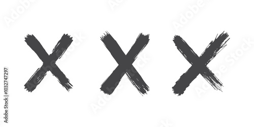 Black X marks set in distressed grunge style on a white background