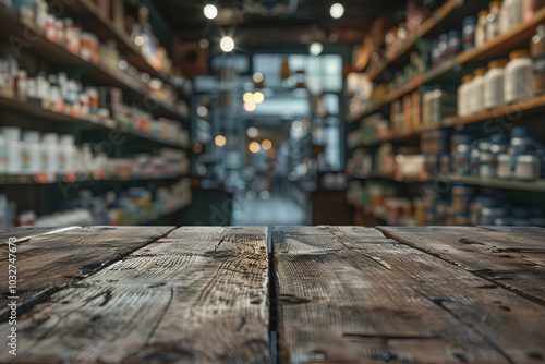A close up of a wooden table in a store