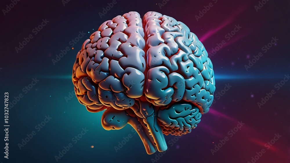 A visually compelling of an Abstract Human colorful Brain against a pristine Vibrant background, idea, thought. A visually compelling of an Abstract Human colorful Brain against a pristine Vibrant background, idea, thought.