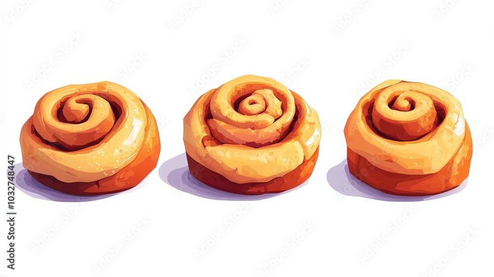 Playful Low Poly Cinnamon Rolls Divider Icons Set for Website with Minimalist Toyism Imagery Playful Low Poly Cinnamon Rolls Divider Icons Set for Website with Minimalist Toyism Imagery