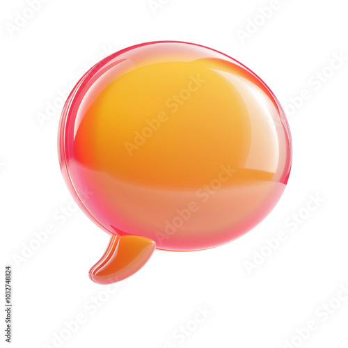 Simplified 3d icon of round chat bubble clip art photo