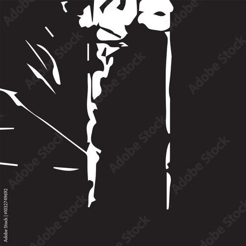 Distressed background in black and white texture with dark spots, scratches and lines. Abstract vector illustration