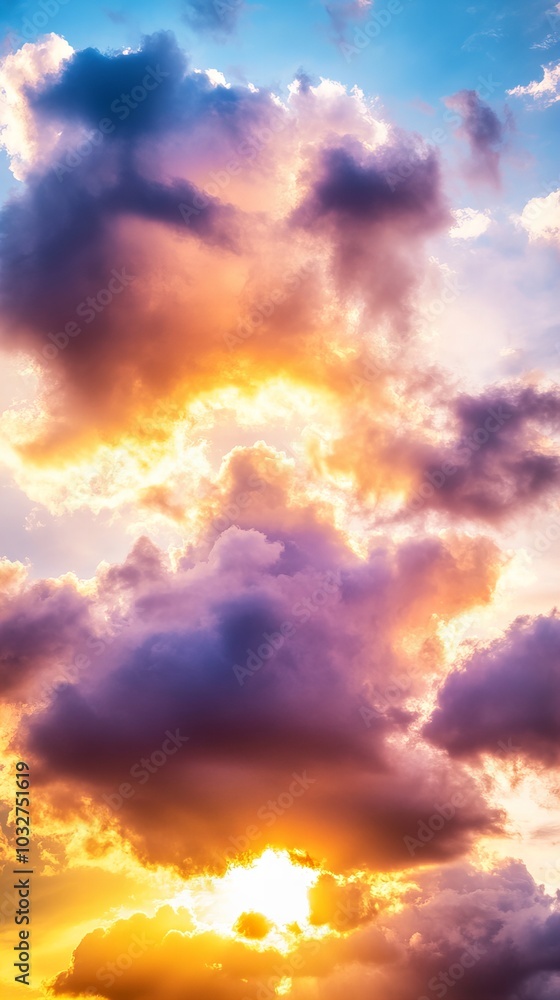 Dramatic clouds illuminated by the setting sun, creating a breathtaking sky. Dramatic clouds illuminated by the setting sun, creating a breathtaking sky.