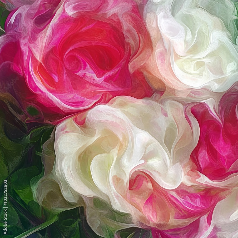 Fototapeta premium Abstract rose with pink and white swirls