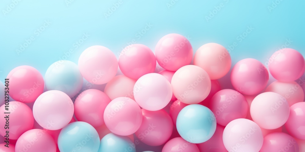 Bubble Gum Abstract on Blue Background. Сollection of soft, creamy, spheres in pastel colors. Bubble Gum Abstract on Blue Background. Сollection of soft, creamy, spheres in pastel colors.