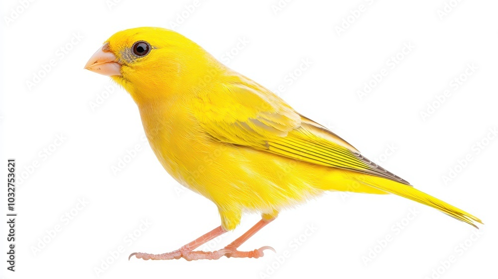 Bright Yellow Bird on White Background Bright Yellow Bird on White Background
