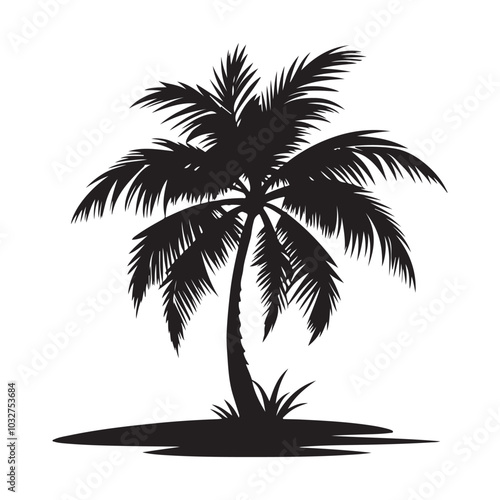 Palm tree Silhouette Vector illustration on white background