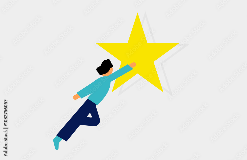 Goal set to reach star, accomplishment achieve highest goal illustration Goal set to reach star, accomplishment achieve highest goal illustration