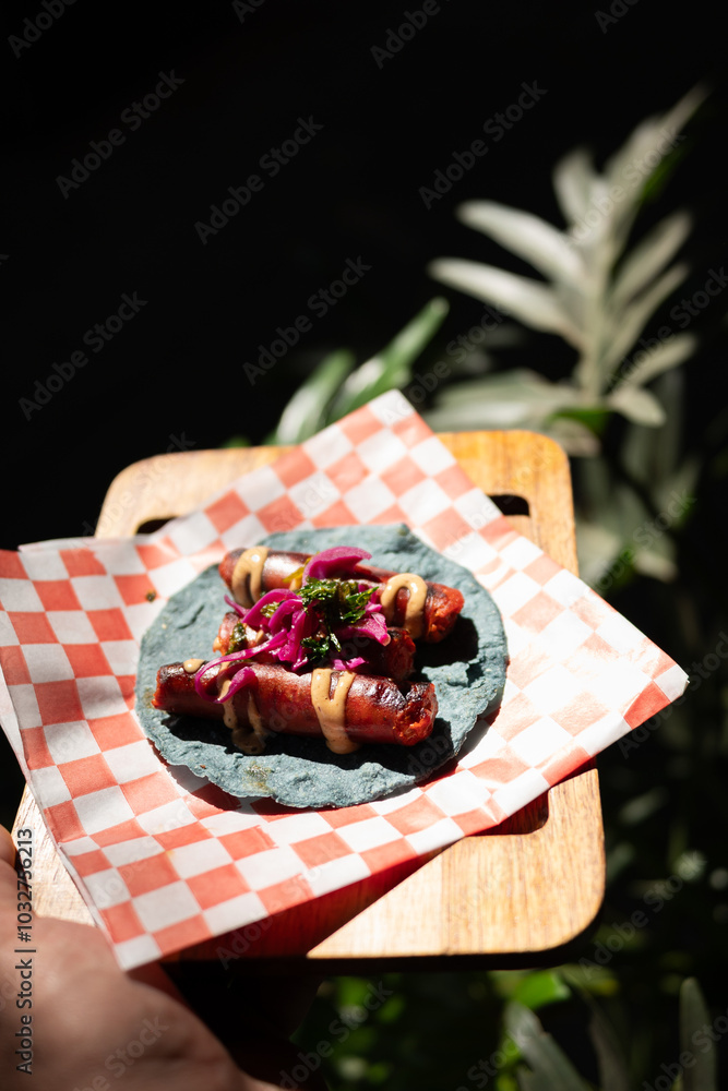 Traditional typical Mexican food, Mexican gastronomy concept. Tacos, chilaquiles, Mexican tradition.