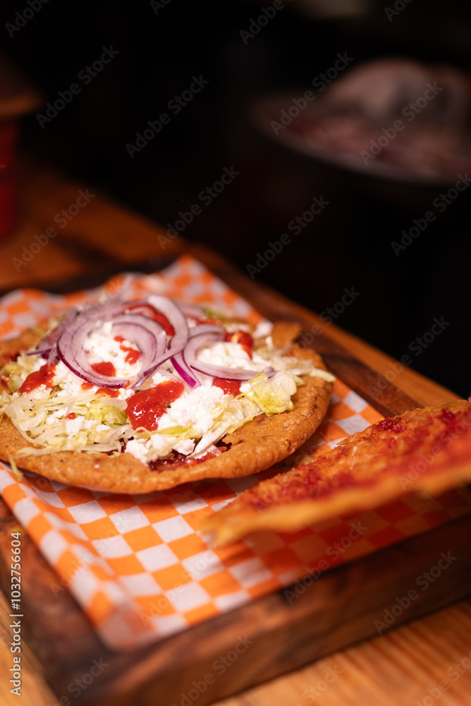 Traditional typical Mexican food, Mexican gastronomy concept. Tacos, chilaquiles, Mexican tradition.