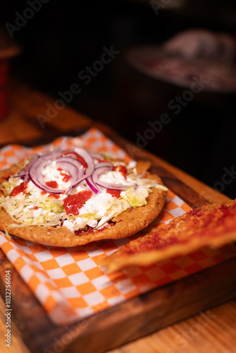 Traditional typical Mexican food, Mexican gastronomy concept. Tacos, chilaquiles, Mexican tradition.