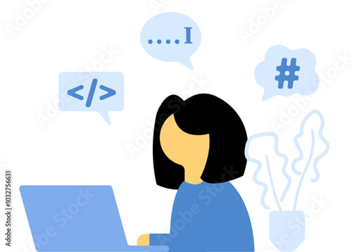 A female programmer software programming illustration