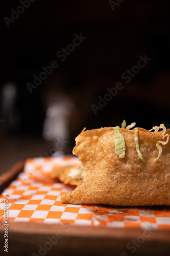 Obraz na płótnie Traditional typical Mexican food, Mexican gastronomy concept. Tacos, chilaquiles, Mexican tradition. w salonie
