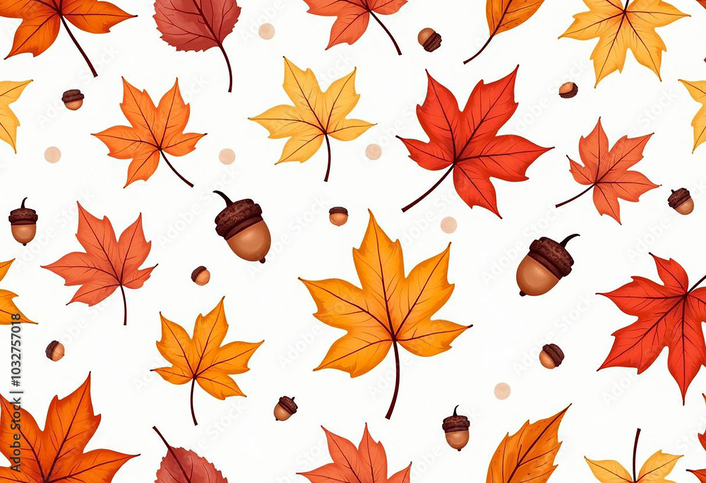 Obraz premium red autumn leaves pattern, autumn leaves printable design
