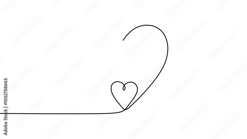 Continuous drawing line art of love symbol with black line and white background. One line Continuous drawing line art of love symbol with black line and white background. One line