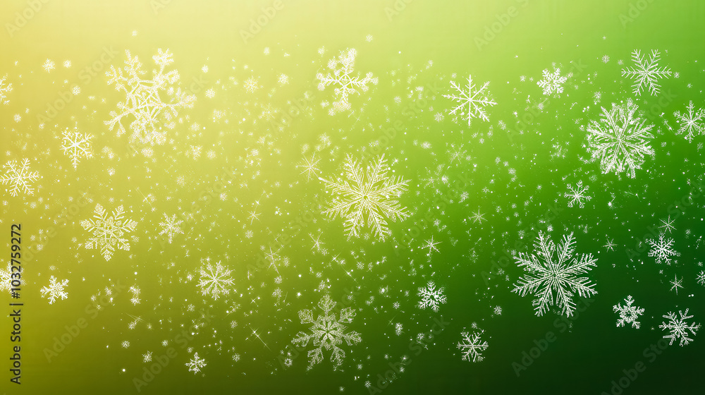 A green background with snowflakes falling on it A green background with snowflakes falling on it